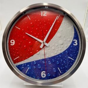 Pepsi Red, White & Blue Logo Wall 14” Clock